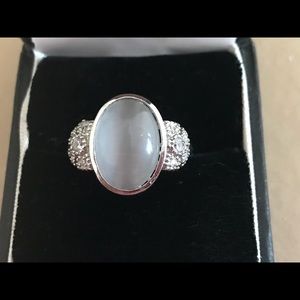 Moonstone Stone and Diamond Ring